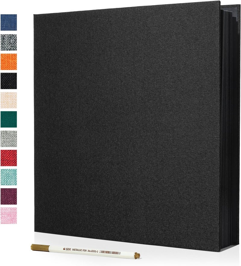 Spbapr Large Photo Album Self Adhesive Linen Cover Magnetic Scrapbook Album DIY Scrap Book 40 Black Sticky Pages for 3x5 4x6 5x7 8x10 Pictures with A Metal Pen - Image 1